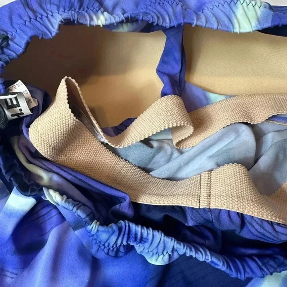 NWT T.H.E. Swimwear One Piece Blue print swimsuit top Size 12 34D/DD - Picture 10 of 14